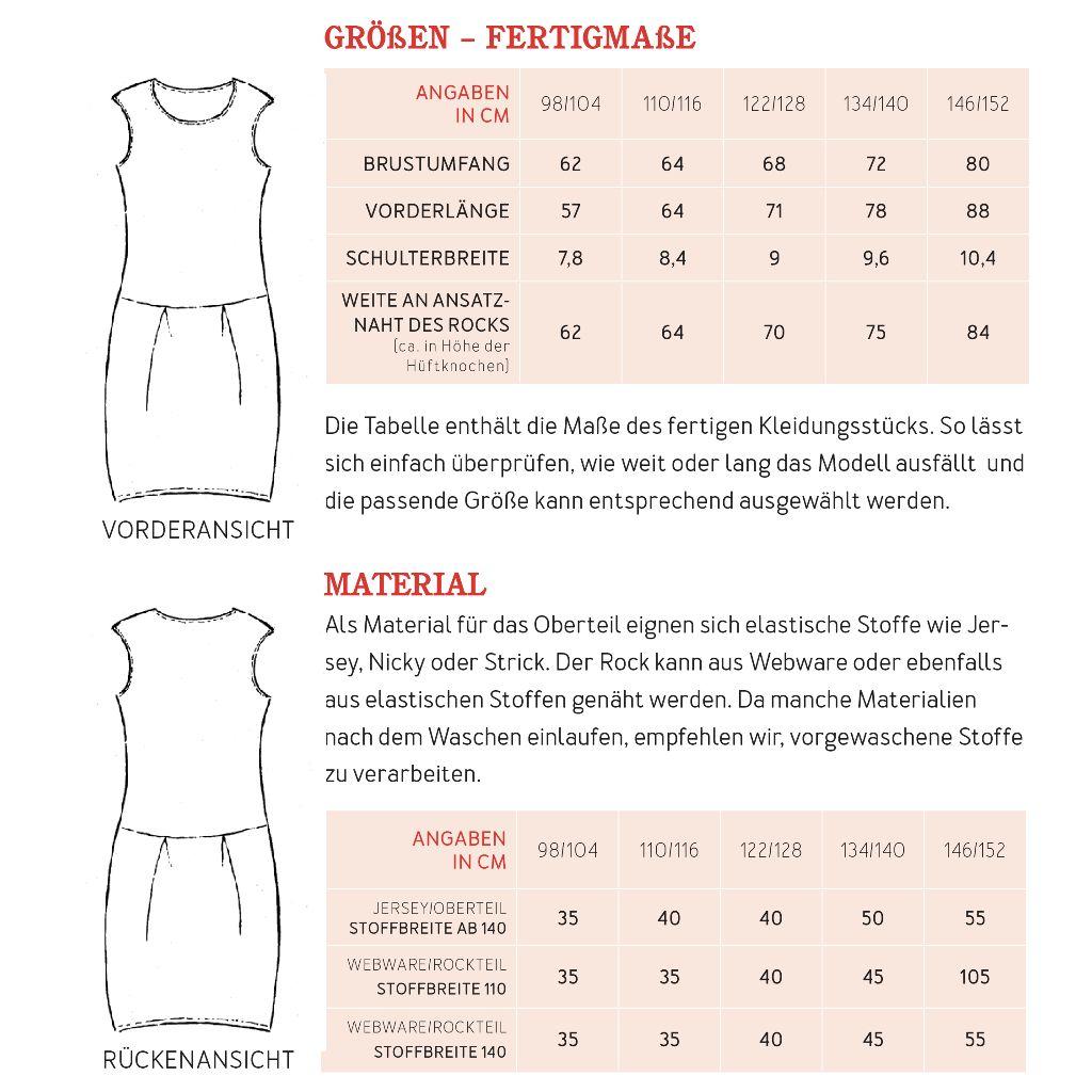 Papierschnittmuster Kleid mit Tulpenrock Sally Gr. 98-152
